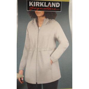 Kirkland Women Signature Anorak Hooded Rain/Wind Jacket Lightweight Coat--White